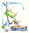 Cartoon: Pie with mushrooms (small) by Kestutis tagged turtle pie mushrooms cook chef pirate food kitchen cookery kestutis lithuania