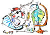 Cartoon: PIRATE AND PARROT - GLOBE (small) by Kestutis tagged pirate parrot globe gold map treasure greenland