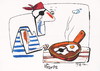 Cartoon: PIRATE BREAKFAST (small) by Kestutis tagged pirate breakfast pfanne skillet pan adventure turtle kitchen egg ei food essen lebensmittel kestutis siaulytis lithuania chef cook