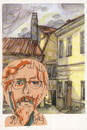 Cartoon: Self-portrait (small) by Kestutis tagged dada,watercolor,postcard,portrait,kestutis,lithuania