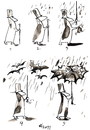 Cartoon: WALKING IN THE RAIN (small) by Kestutis tagged umbrella happeninig natura rain bat