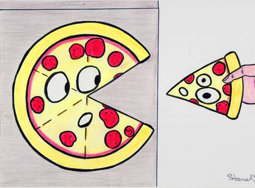 Cartoon: The pizza slice (medium) by coraline tagged pizzapitch
