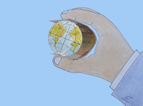 Cartoon: global style (medium) by Zoran tagged earth,planet,money,style,globalization