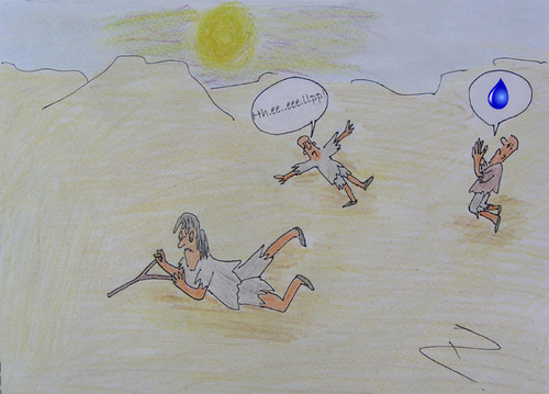 Cartoon: persistence (medium) by Zoran tagged water,perseverance,hope,desert,combat,for,life