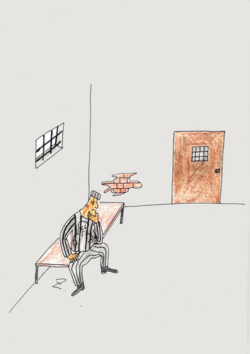 Cartoon: prisoner (medium) by Zoran tagged prisoner,lone,in,himself,questioning