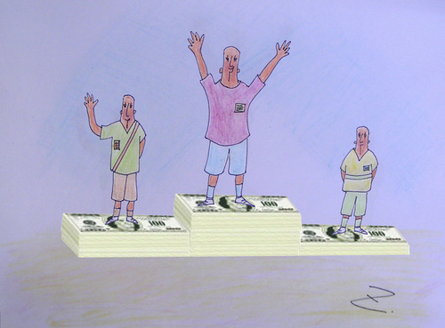 Cartoon: winners - winners throne (medium) by Zoran tagged sport,winners,throne,money