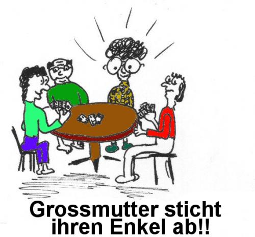 Cartoon: Grossmutter stach Enkel ab (medium) by al_sub tagged jassen,grossmutter,headline