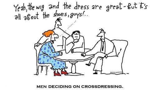 Cartoon: crossdressing and stuff (medium) by ouzounian tagged crossdressing,men,ideas,friends,boredom