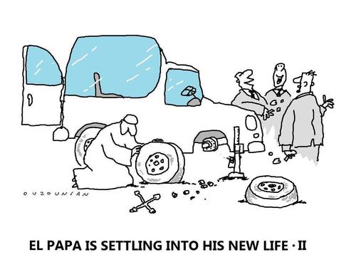 Cartoon: el papa and stuff (medium) by ouzounian tagged popemobile,vatican,rome,pope