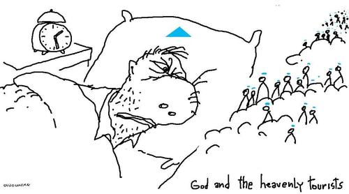 Cartoon: heaven and stuff (medium) by ouzounian tagged god,heaven,sleeping