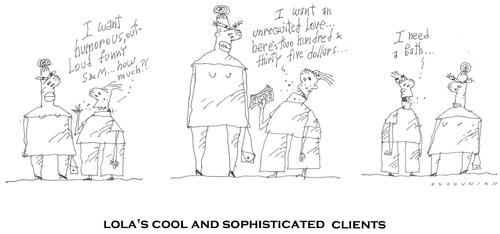 Cartoon: hookers and stuff (medium) by ouzounian tagged hookers,johns,idiots,love