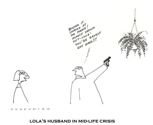 Cartoon: midlife crisis (medium) by ouzounian tagged plants,guns,men