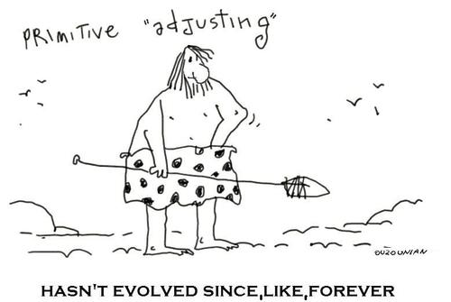 Cartoon: noty bits and stuff (medium) by ouzounian tagged notybits,privateparts,adjusting,cavemen
