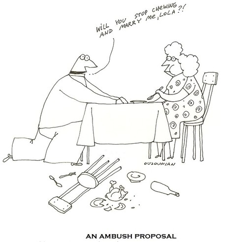 Cartoon: proposals and stuff (medium) by ouzounian tagged marriage,singles,wedding,relationship,proposal,women,men,dating,love