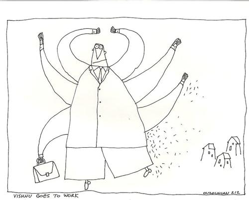 Cartoon: ouzounian (medium) by ouzounian tagged vishnu,job,office