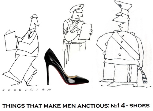 Cartoon: womens shoes and stuff (medium) by ouzounian tagged shoes,women,men