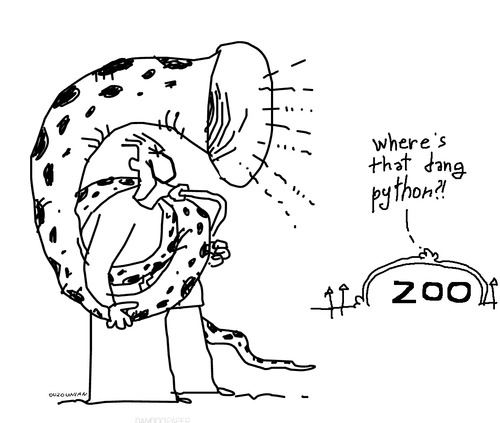 Cartoon: ouzounian (medium) by ouzounian tagged pythons,snakes,animals,zoo
