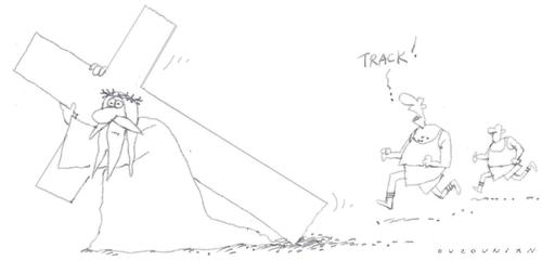 Cartoon: running and such (medium) by ouzounian tagged running,sport,jesus