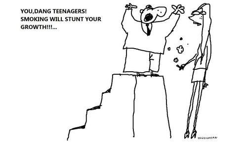 Cartoon: smoking and stuff (medium) by ouzounian tagged health,teenagers,smoking