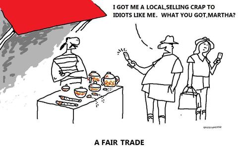 Cartoon: tourism and stuff (medium) by ouzounian tagged tourists,tourism,photography,souvenirs