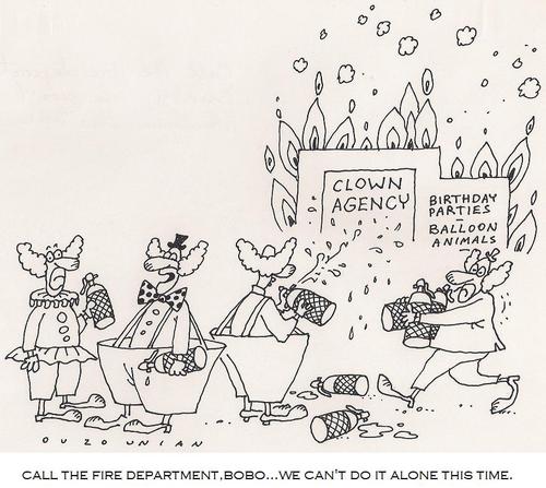 Cartoon: clowns in distress (medium) by ouzounian tagged ouzounian