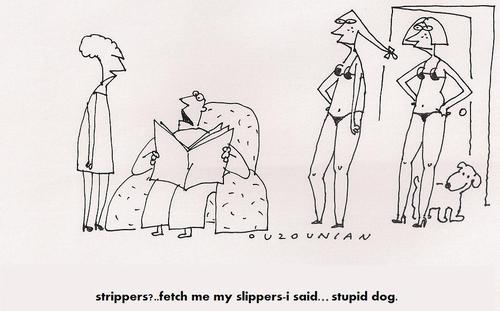 Cartoon: strippers (medium) by ouzounian tagged pets,dogs,strippers