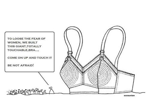 Cartoon: the bra (medium) by ouzounian tagged ouzounian,relationships,bras,women