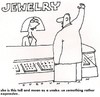 Cartoon: men-women .the usual (small) by ouzounian tagged presents,women,men,shopping,jewelry