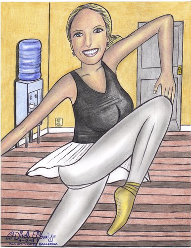 Cartoon: accomplished ballerina (medium) by odinelpierrejunior tagged arts,designs,portrait,images,drawing,paint