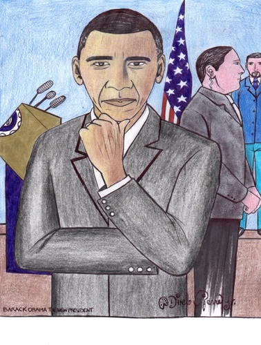 Cartoon: Barack obama the new president (medium) by odinelpierrejunior tagged arts,cartoons,drawings,designs,paintings,pictures
