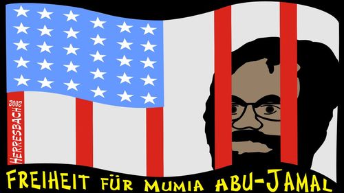 Cartoon: Cartoon 0037 (medium) by cartoonfuzzy tagged jamal,abu,mumir,usa,humourus,humoristico,globalization,cartoons,cartunes,caricature,caricatura,caricaturas,karikaturen,politik,political,herresbach,wahlen,freiheit,globalisierung,krieg,michel,deutscher,innenpolitik,aussenpolitik,comixfuzzy,cartoonfuzzy