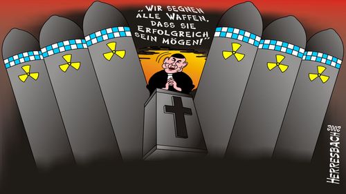 Cartoon: Cartoon 0075 (medium) by cartoonfuzzy tagged waffen,pastor,kirche,humourus,humoristico,globalization,cartoons,cartunes,caricature,caricatura,caricaturas,karikaturen,politik,political,herresbach,wahlen,freiheit,globalisierung,krieg,michel,deutscher,innenpolitik,aussenpolitik,comixfuzzy,cartoonfuzzy