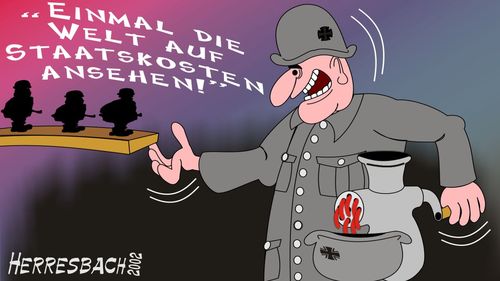 Cartoon: Cartoon 0091 (medium) by cartoonfuzzy tagged bundeswehr,rüstung,humourus,humoristico,globalization,cartoons,cartunes,caricature,caricatura,caricaturas,karikaturen,politik,political,herresbach,wahlen,freiheit,globalisierung,krieg,michel,deutscher,innenpolitik,aussenpolitik,comixfuzzy,cartoonfuzzy