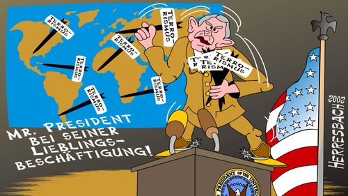 Cartoon: Cartoon 0104 (medium) by cartoonfuzzy tagged bush,george,usa,humourus,humoristico,globalization,cartoons,cartunes,caricature,caricatura,caricaturas,karikaturen,politik,political,herresbach,wahlen,freiheit,globalisierung,krieg,michel,deutscher,innenpolitik,aussenpolitik,comixfuzzy,cartoonfuzzy