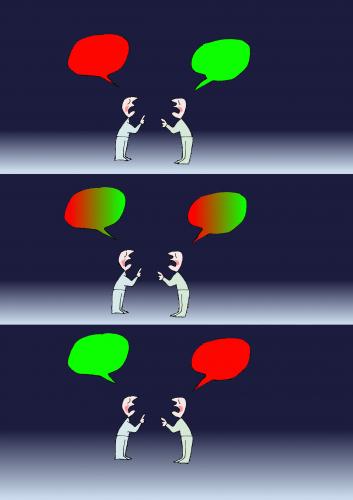 Cartoon: Discussion (medium) by Slobodan Trifkovic tagged discussion