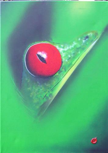 Cartoon: der frosch (medium) by MrHight tagged frosch,rote,augen,tiere,natur,leinwand