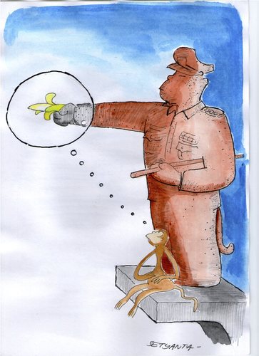 Cartoon: banana dictator (medium) by Bakti Setyanta tagged banana,monkeyworld,dictator