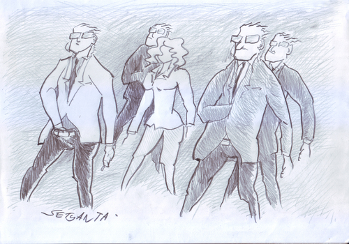 Cartoon: Very very bodyguard (medium) by Bakti Setyanta tagged woman,pretty,safe,very