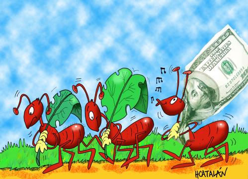 Cartoon: HORMIGUITAS (medium) by HCATALAN tagged hormigas,dinero,dolar,money
