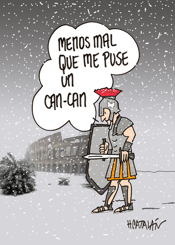 Cartoon: NIEVE EN ROMA (medium) by HCATALAN tagged nieve,snow,coliseo,gladiador,frio