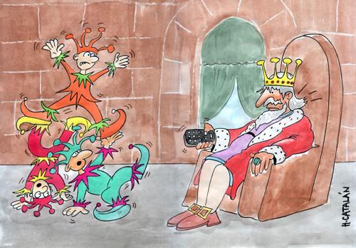 Cartoon: ZAPPING TV (medium) by HCATALAN tagged tv,reyes,rey,king,tecnologia,tenologic