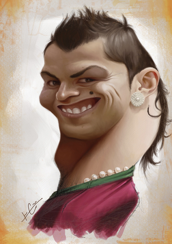 Cartoon: Cristiano Ronaldo (medium) by ilustraguga tagged illustration,digital,ronaldo,cristiano