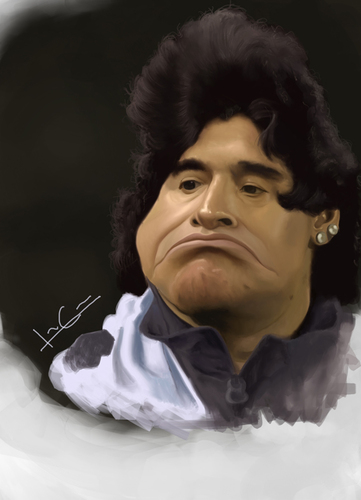Cartoon: Maradona (medium) by ilustraguga tagged maradona,digital,illustration