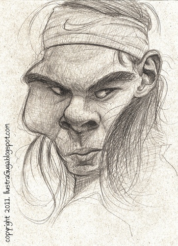 Cartoon: Rafael Nadal (medium) by ilustraguga tagged rafael,nadal,tradicional,illustration