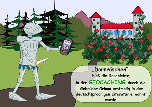 Cartoon: der erste Geocacher (medium) by RiwiToons tagged geocaching,schnitzeljagd,ritter,dornröschen,schlos,gpsempfänger,navi,navigationsgerät,trendsport,hobby,freizeit,schatzjäger,schatzsucher