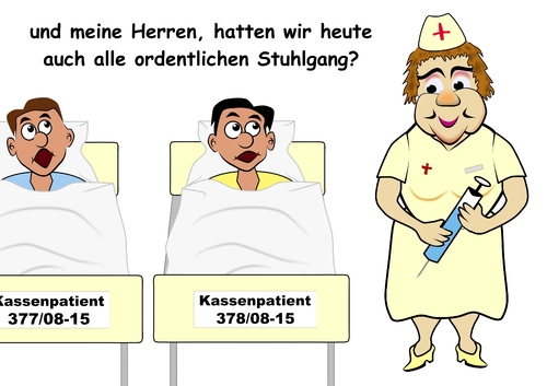 Cartoon: im Krankenhaus (medium) by RiwiToons tagged krankenschwester,sexy,patient,kassenpatient,privatpatient,kassenleistung,oberschwester,lehrschwester,krankenbett,krankheit,einlauf,injektion,genesung,speise,trank,gesundheitswesen,krankenkasse,zweiklassengesellschaft,krankheitsverlauf