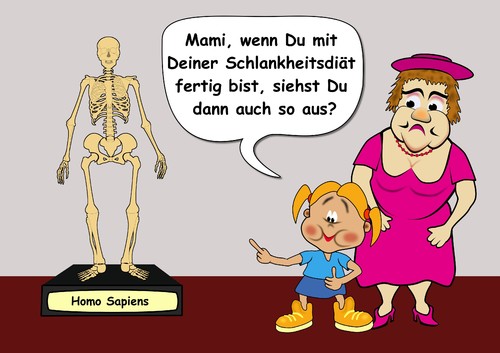 Cartoon: im Museum (medium) by RiwiToons tagged schlankheitskur,schlankheitswahn,museum,skelett,ausstellung,mädchen,frau,dick,dünn,diät,diätplan