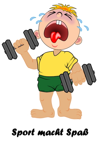 Cartoon: Kraftsport (medium) by RiwiToons tagged sport,kraftsport,handel,gewicht,krafttraining,ausdauertraining,muskelaufbau,muskeltraining,baby,kleinkind,jugendsport,kind,weinend,weinen