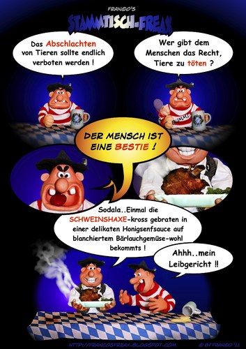 Cartoon: Der Moralapostel (medium) by AlterEgon tagged stammtischfreax,knetcartoon,knete,knetfiguren,schweinshaxe,bayern,alteregon,moralapostel,moral,oktoberfest