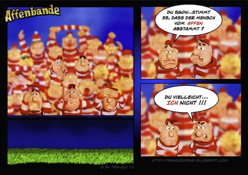 Cartoon: Die drei Affen (medium) by AlterEgon tagged bavaria,freax,claycartoon,bavarians,soccer,stadion,plasticine,football,sport,fun,three,monkeys